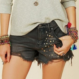 Free People Denim Studded Shorts